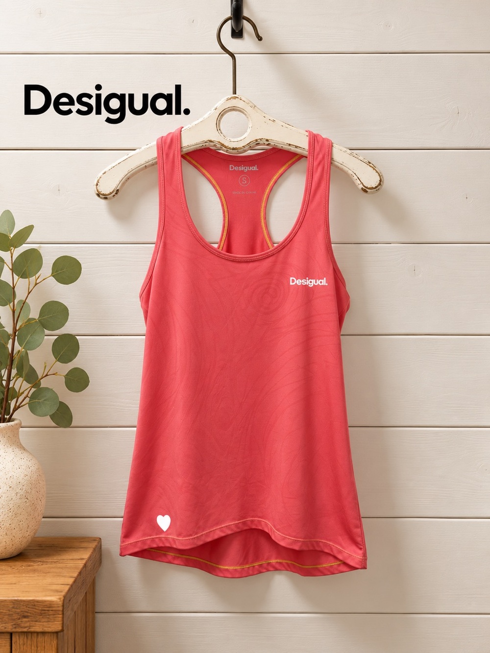 DESIGUAL – Racerback Active Tank Top – Coral Pink – Size S